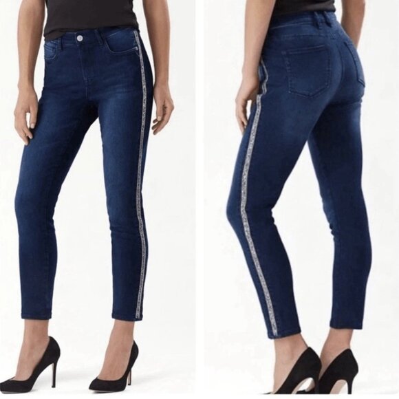 Tommy Bahama High Rise Ankle Dark Seacoast Stud Sides Jeans size 8x28 - Picture 2 of 10